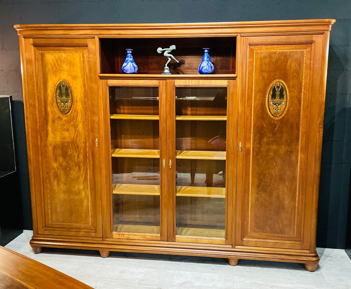 Cabinet De Travail Art Déco Louis Majorelle Nancy Modèle Médaillons-photo-4