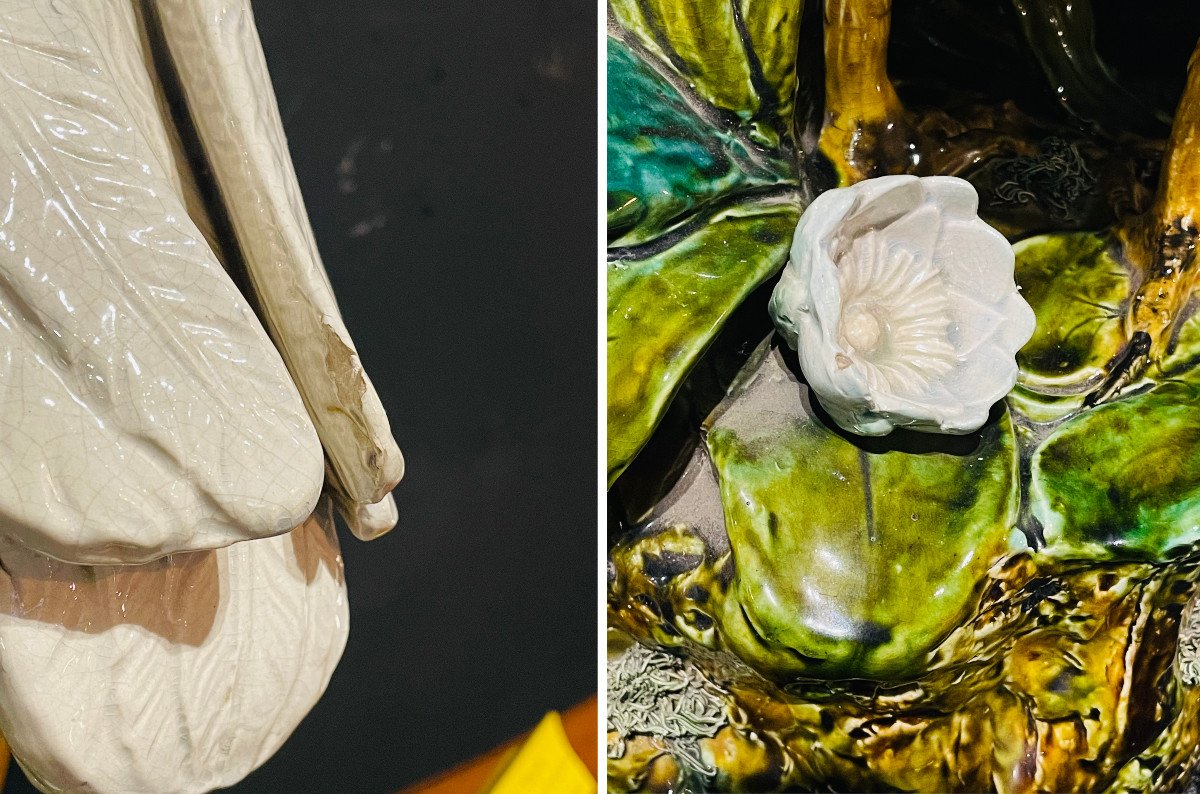 Art Nouveau Heron Umbrella Holder Ceramic Barbotine Delphin Massier Choisy Le Roi XIXth-photo-7
