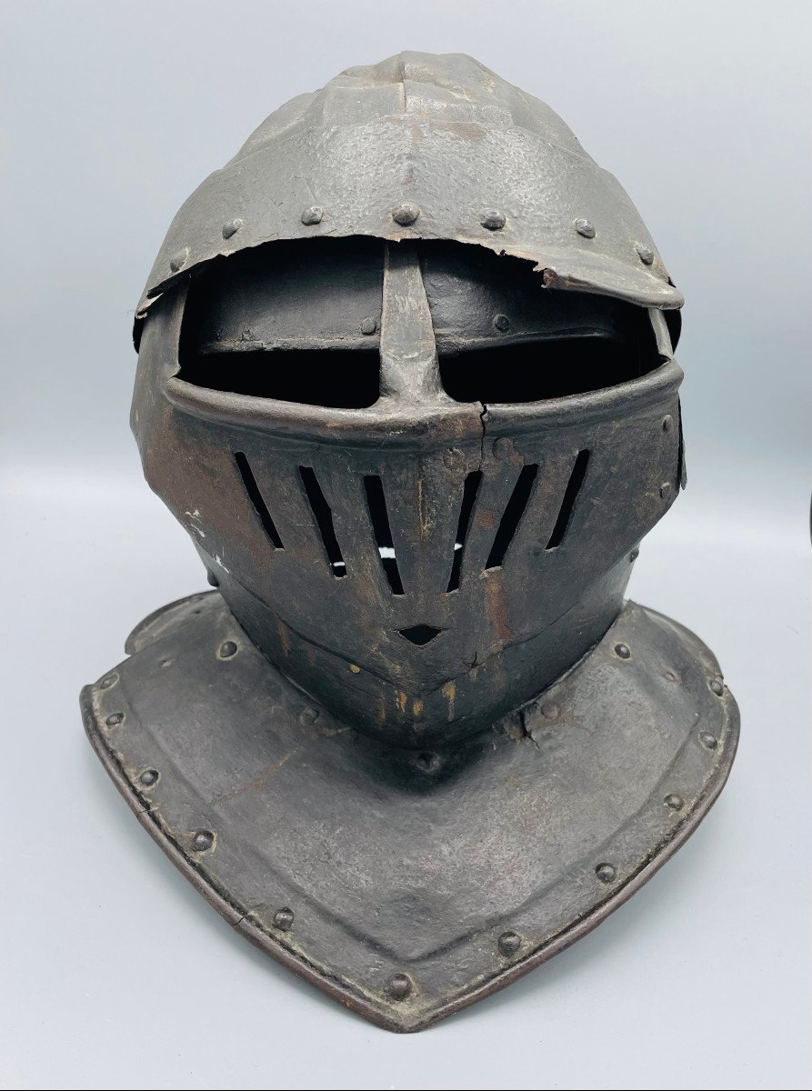 Bourguignotte Medieval 16th Century Wrought Iron Armor Helmet