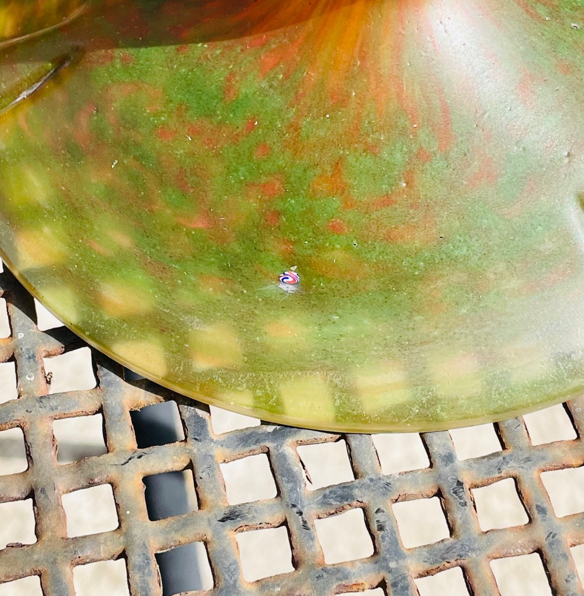 Imposing Art Deco "turtle" Mushroom Lamp Schneider - Le Verre Français-photo-8