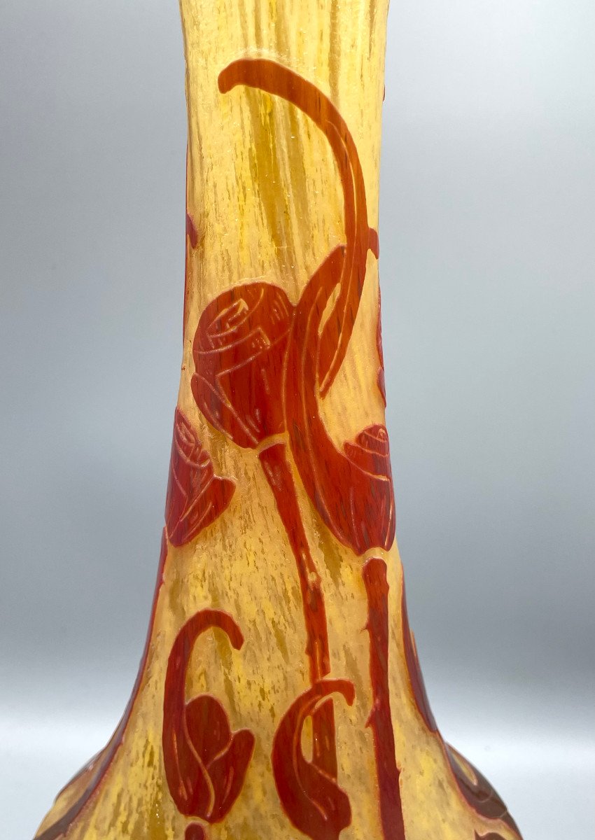 Large Art Deco Schneider Vase - Le Verre Francais "spirales" Circa 1925-photo-1