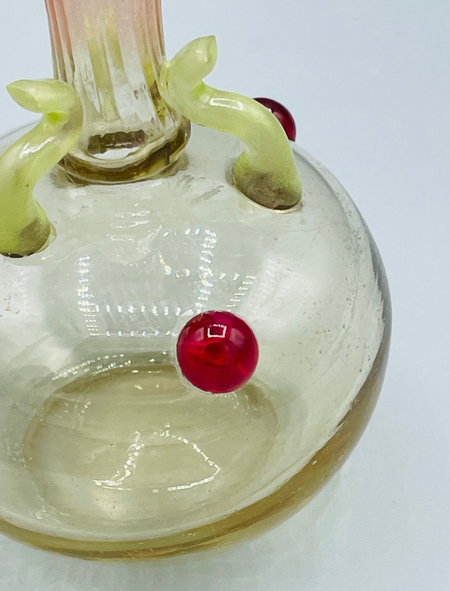 Vase Miniature "Bijou" Art Déco en Verre à Applications Charles Schneider-photo-3