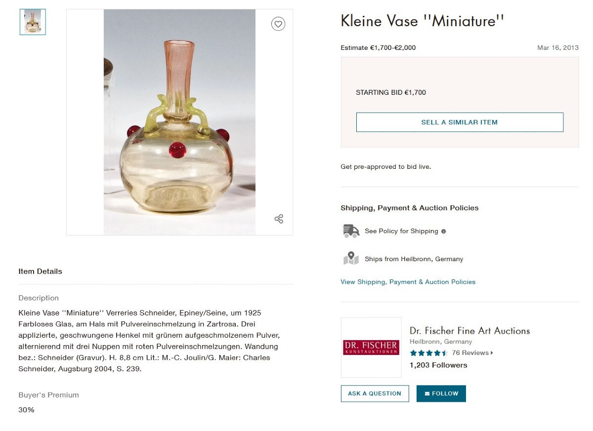 Vase Miniature "Bijou" Art Déco en Verre à Applications Charles Schneider-photo-8