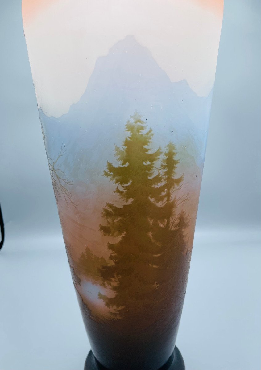 Important Vase Art Nouveau Paysage Vosgien Emile Gallé Nancy-photo-2