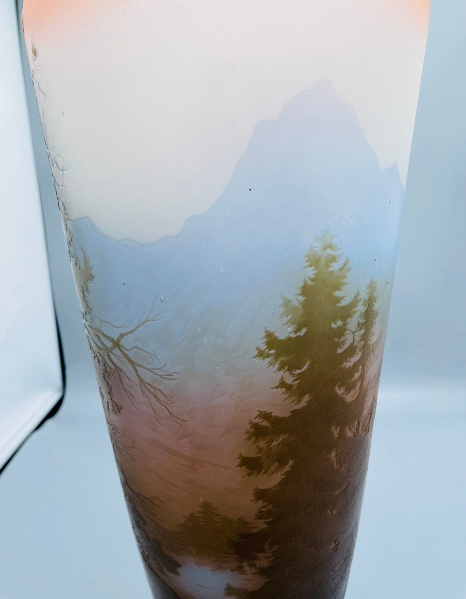 Important Vase Art Nouveau Paysage Vosgien Emile Gallé Nancy-photo-5