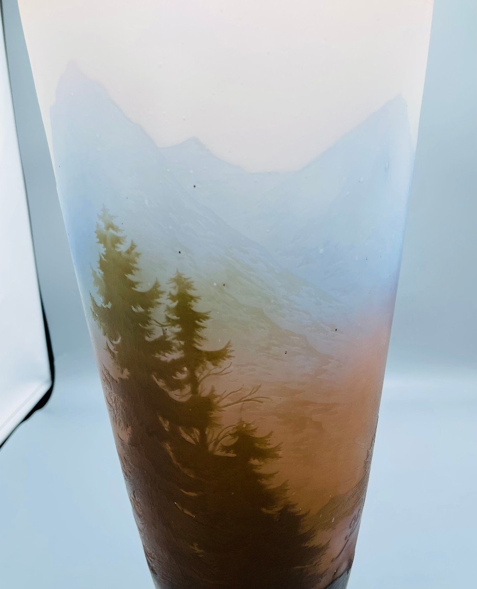 Important Vase Art Nouveau Paysage Vosgien Emile Gallé Nancy-photo-6