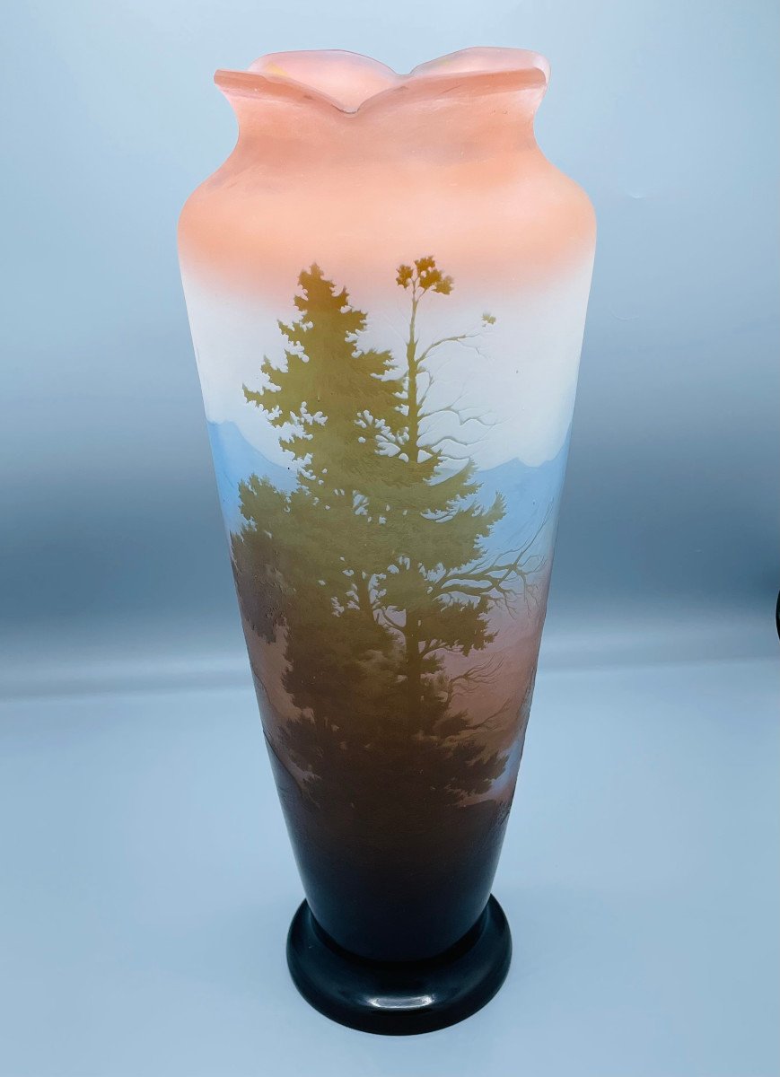 Important Vase Art Nouveau Paysage Vosgien Emile Gallé Nancy