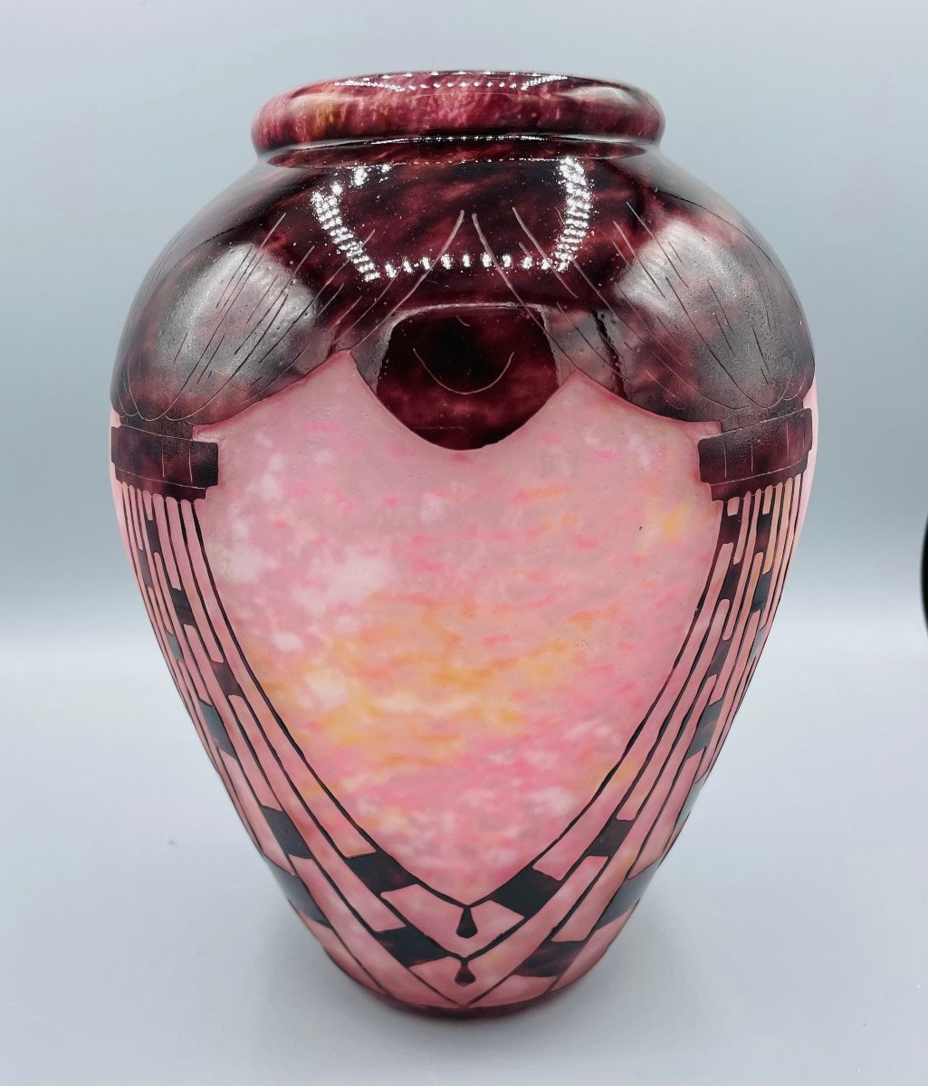 Vase Art Déco Schneider - Le Verre Français "Colliers" Vers 1930-photo-2