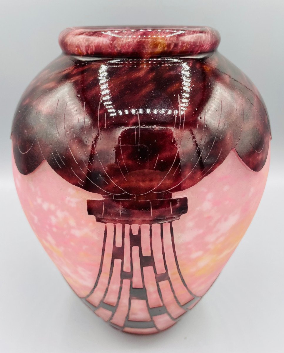 Vase Art Déco Schneider - Le Verre Français "Colliers" Vers 1930-photo-4