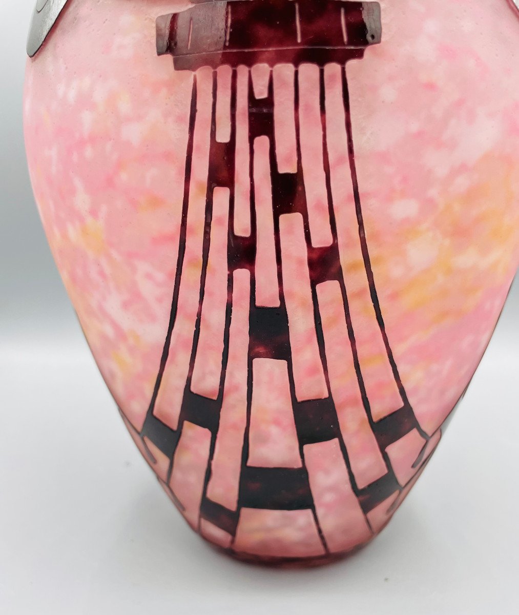 Vase Art Déco Schneider - Le Verre Français "Colliers" Vers 1930-photo-1