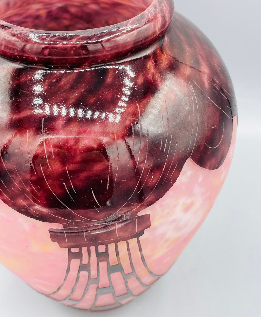 Vase Art Déco Schneider - Le Verre Français "Colliers" Vers 1930-photo-3