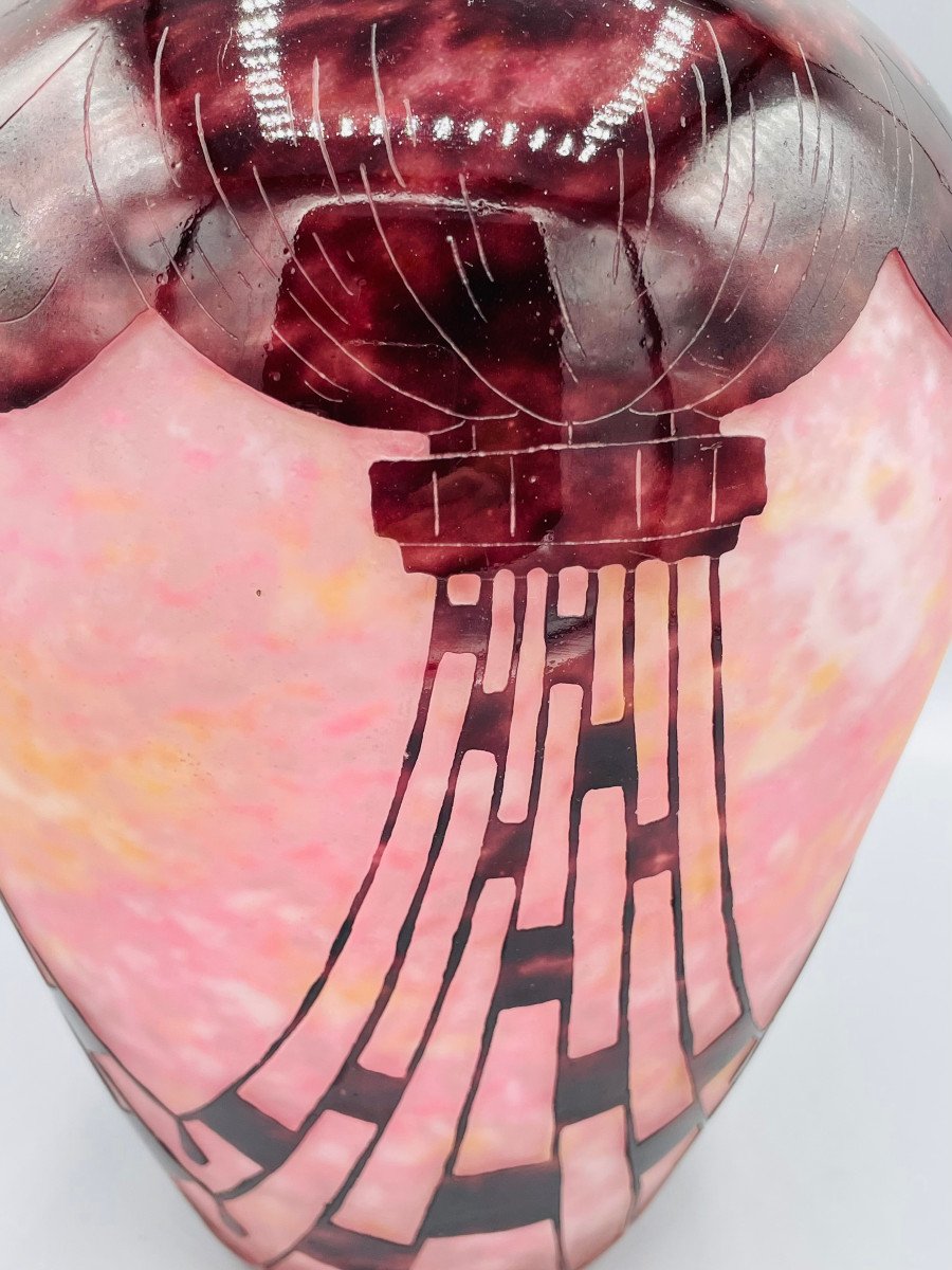Vase Art Déco Schneider - Le Verre Français "Colliers" Vers 1930-photo-4