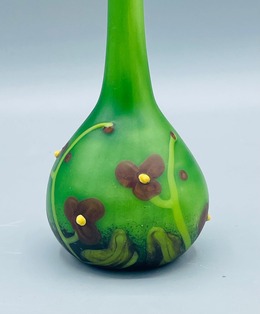 Art Deco Jewel Vase Glass Charles Schneider Torchwork-photo-1