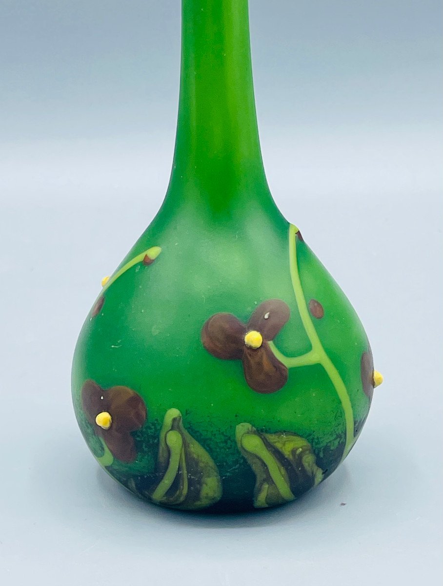 Art Deco Jewel Vase Glass Charles Schneider Torchwork-photo-2