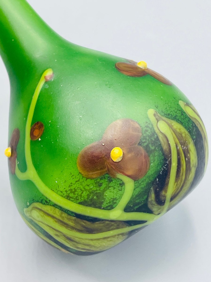 Art Deco Jewel Vase Glass Charles Schneider Torchwork-photo-4