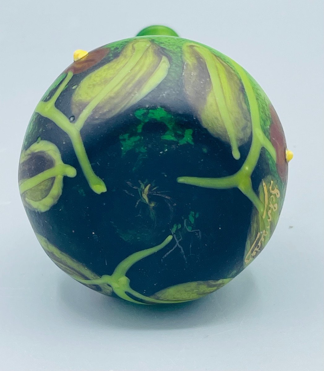 Art Deco Jewel Vase Glass Charles Schneider Torchwork-photo-7