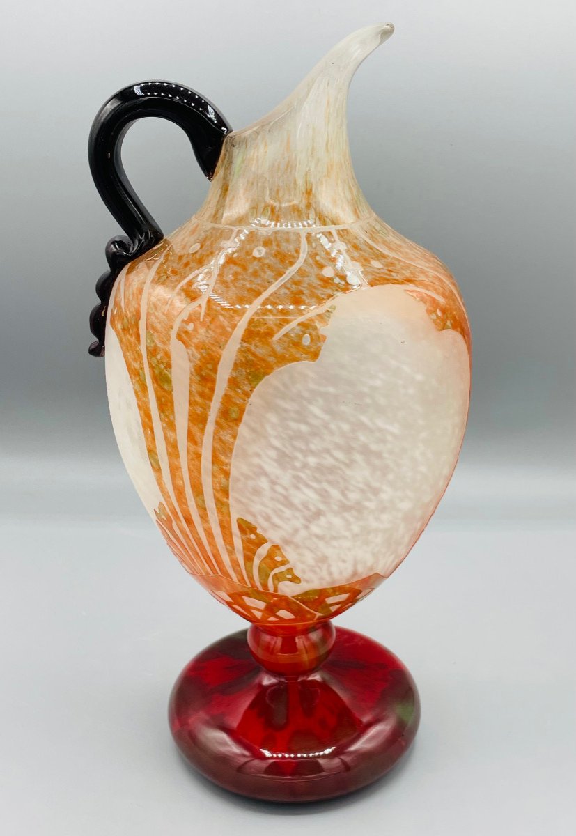 Pichet Art Déco Schneider - Le Verre Français "Algues" Vers 1930-photo-2