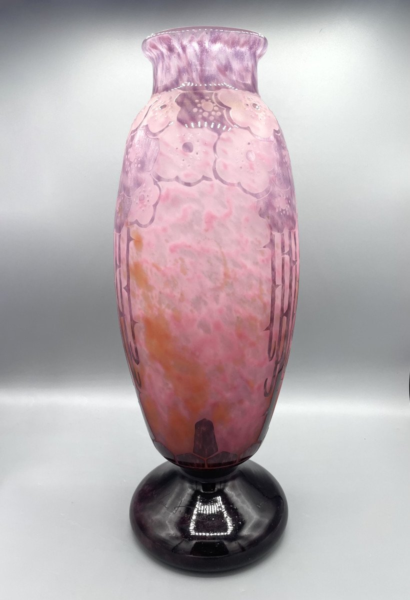 Large Art Deco Schneider - Le Verre Francais Vase "eglantines" Circa 1930 -photo-2