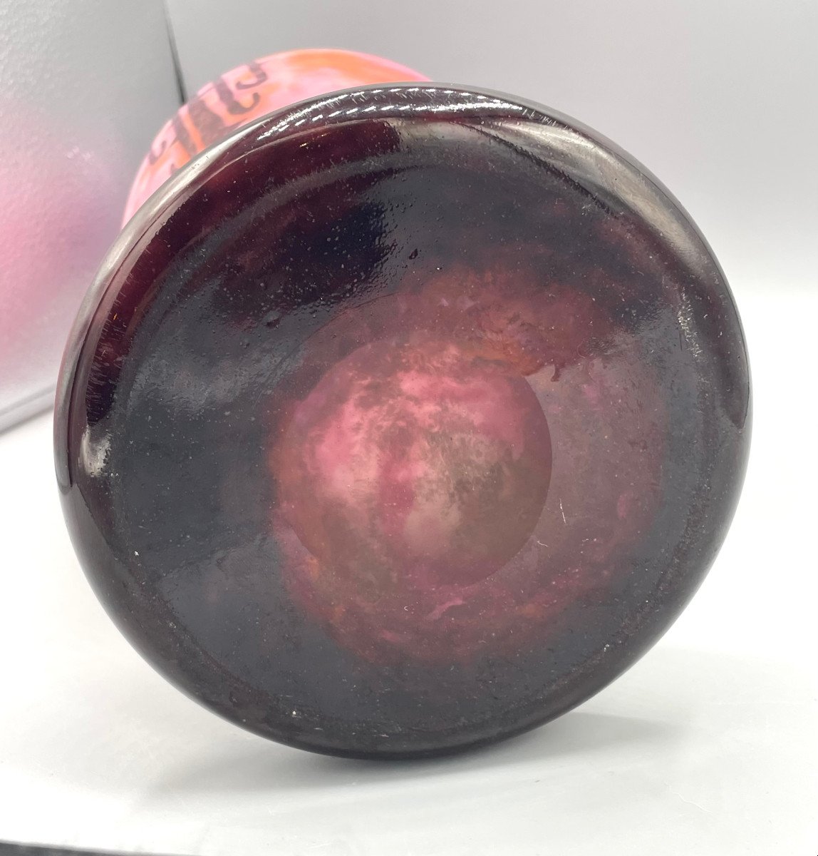 Large Art Deco Schneider - Le Verre Francais Vase "eglantines" Circa 1930 -photo-8