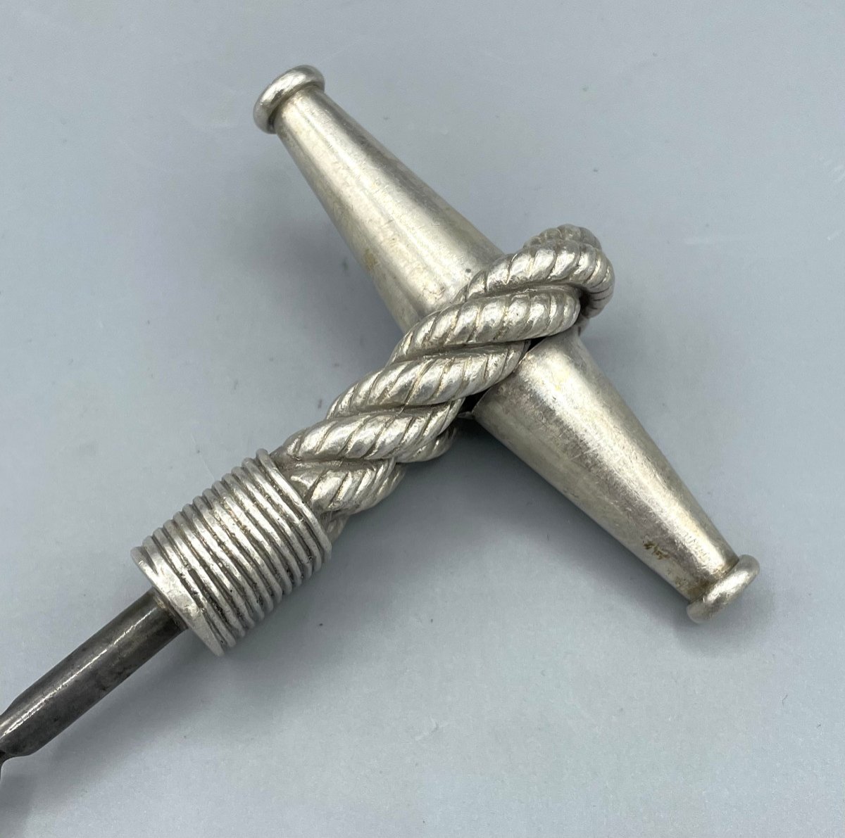 Hermès Paris Corkscrew In Vintage Silver Metal-photo-2