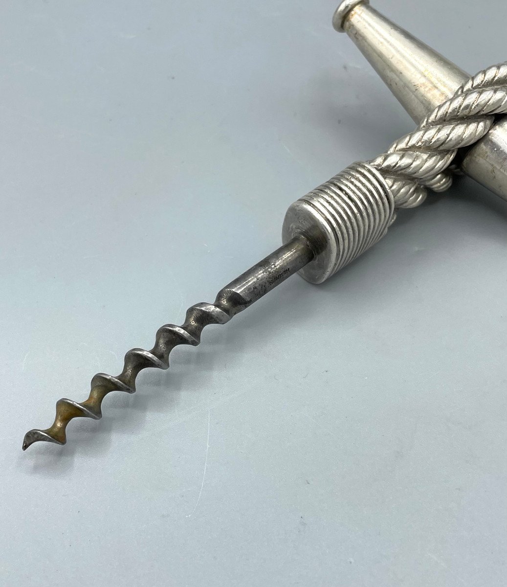 Hermès Paris Corkscrew In Vintage Silver Metal-photo-3
