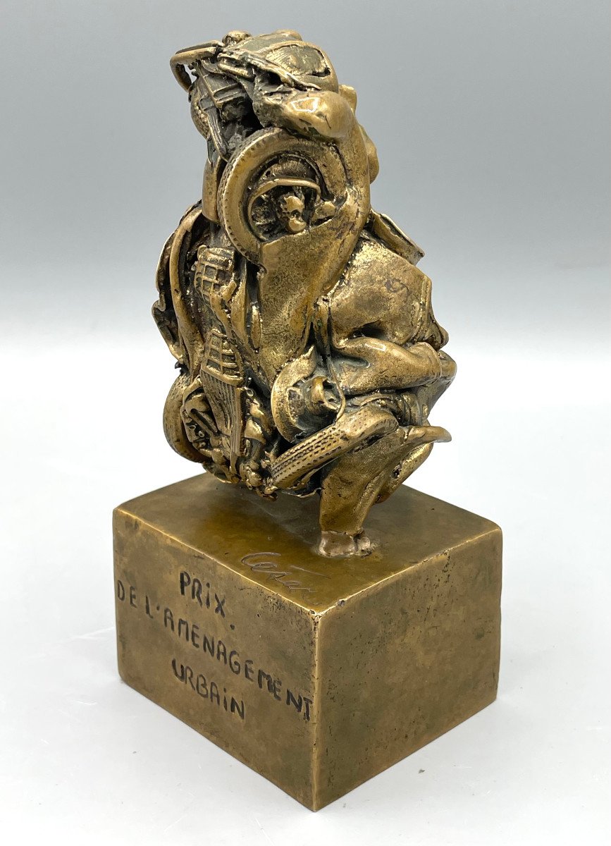 Bronze Car Sculpture Signed César Fondeur Romain Barelier 8/35-photo-3