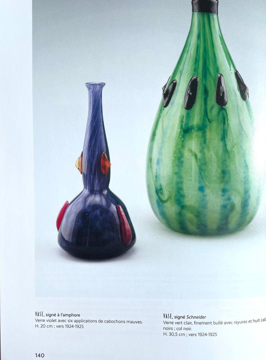 Vase Art Déco à Décor de Cabochons Charles Schneider Vers 1920-photo-7