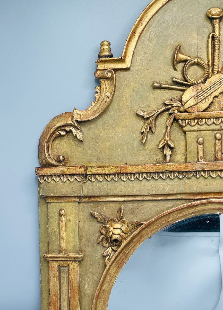 Mirror In Golden Wood 18th Louis XVI Period-photo-1