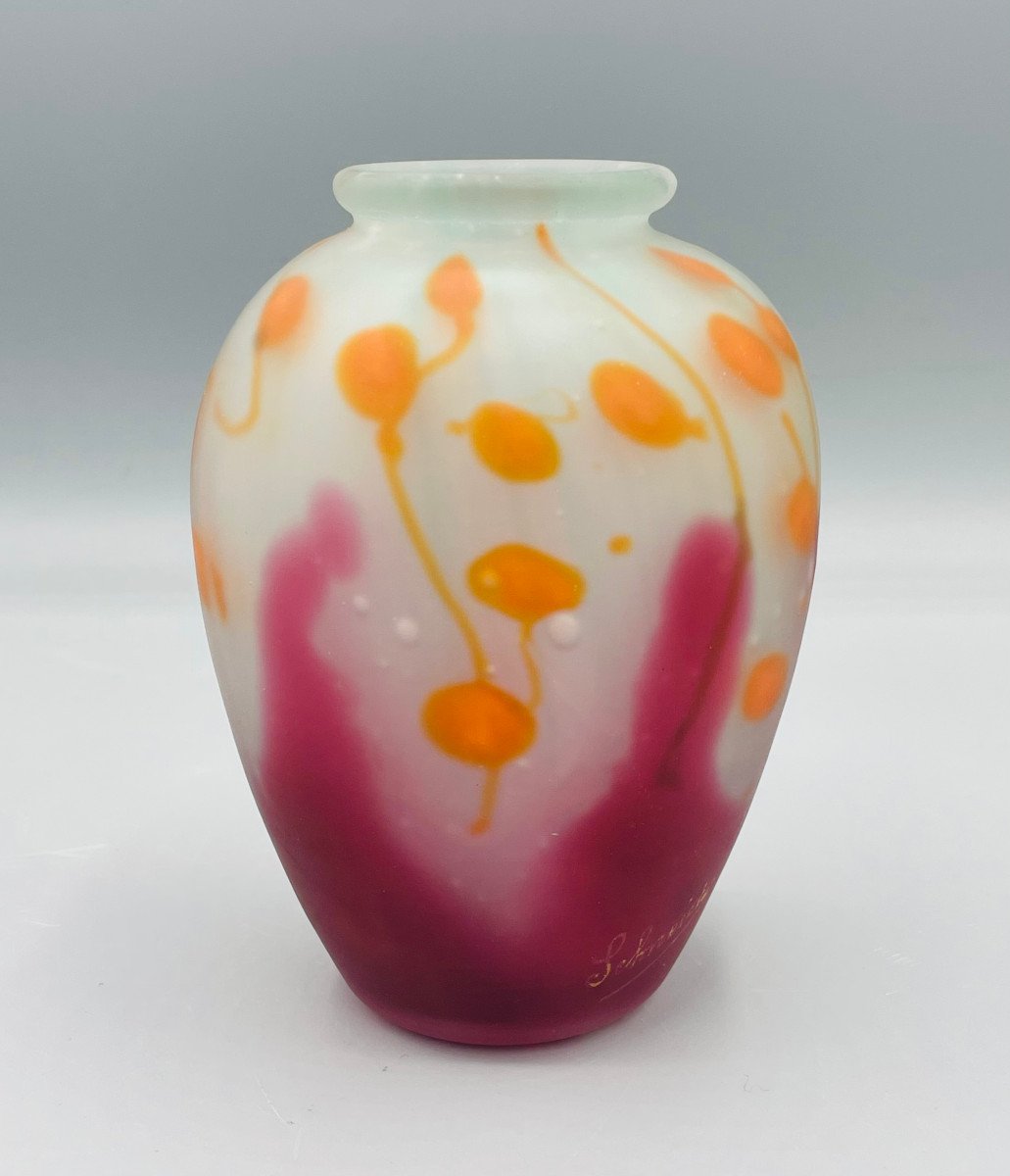 Rare Art Deco Vase With Marquetry Charles Schneider 1920-photo-4