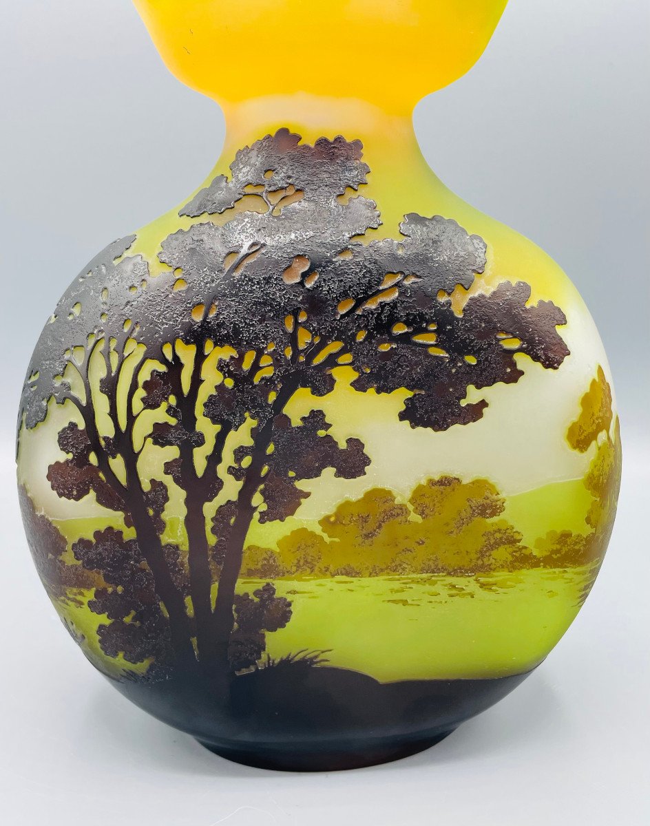 Vase Gourde Art Nouveau à Décor De Paysage Emile Gallé Nancy-photo-1