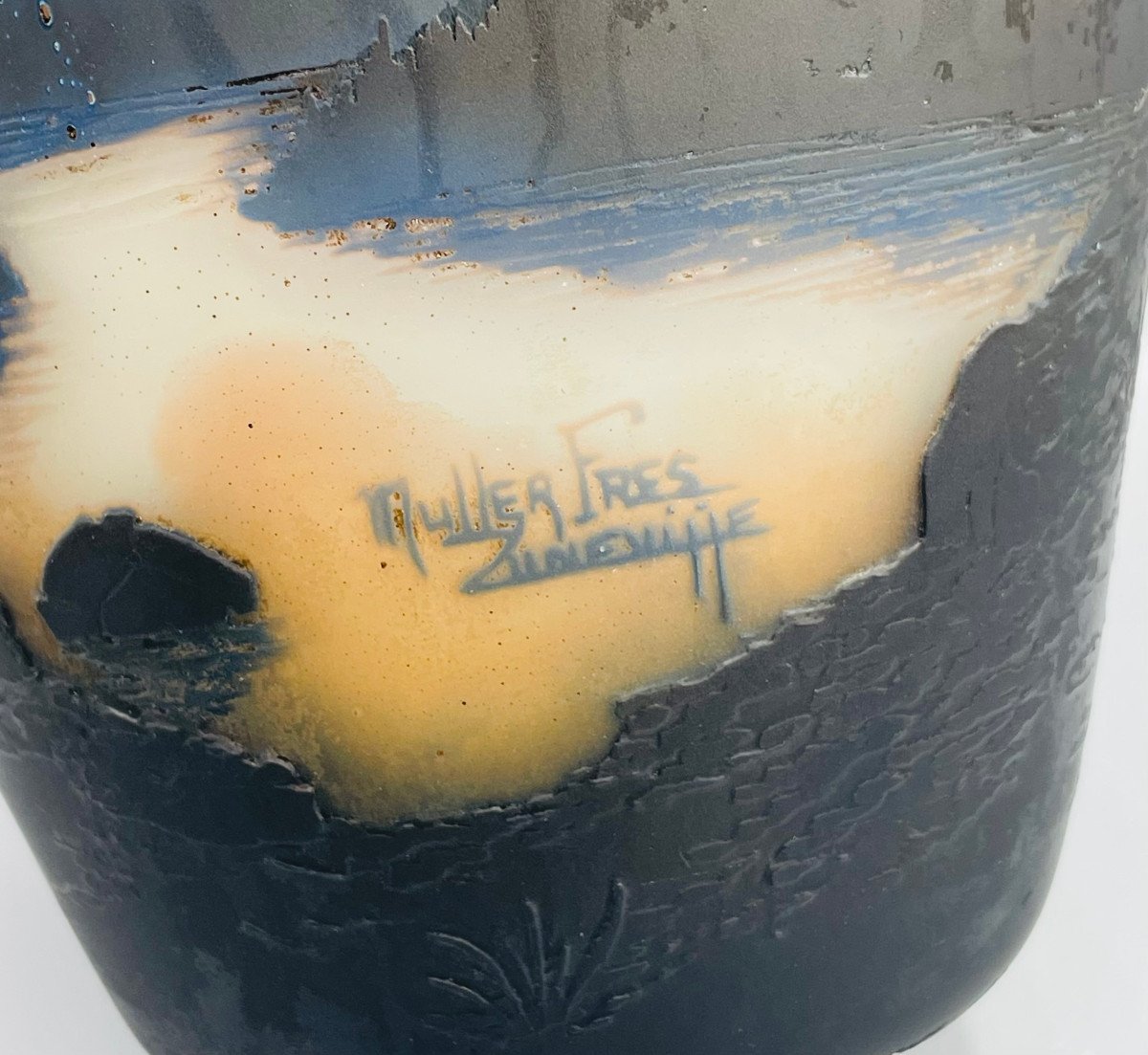 Large Art Nouveau Vase Vosges Landscape Muller Frères Lunéville-photo-7