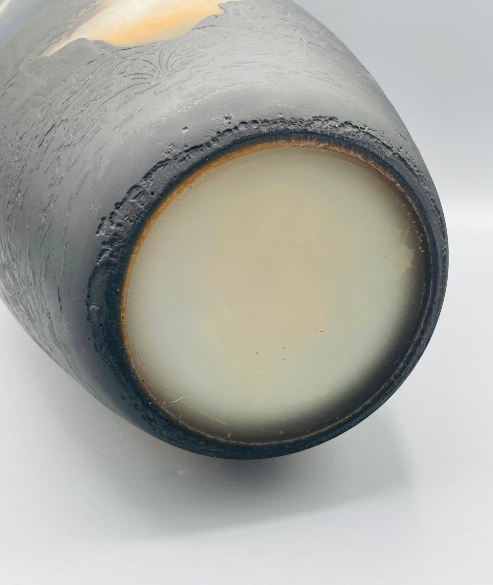 Large Art Nouveau Vase Vosges Landscape Muller Frères Lunéville-photo-8