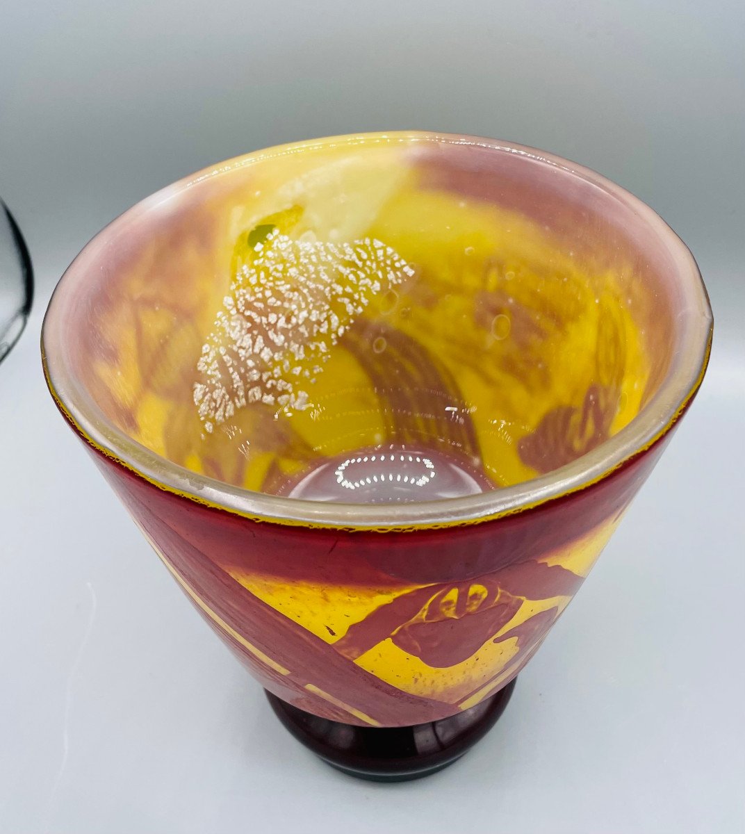 Rare Art Nouveau Vase With Orchids Cristallerie Emile Gallé Nancy 1890-photo-4