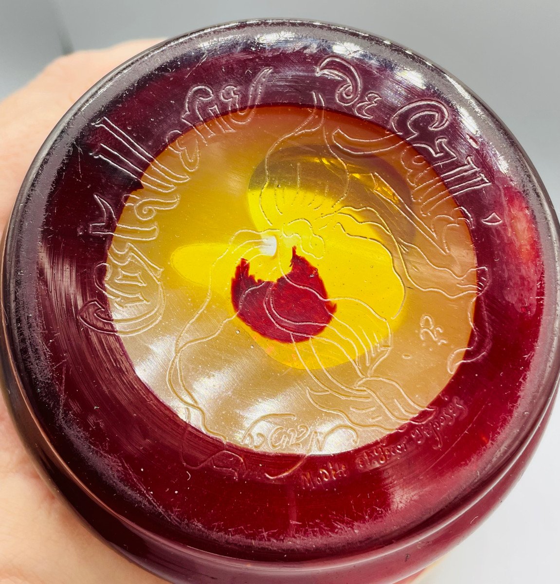 Rare Art Nouveau Vase With Orchids Cristallerie Emile Gallé Nancy 1890-photo-7