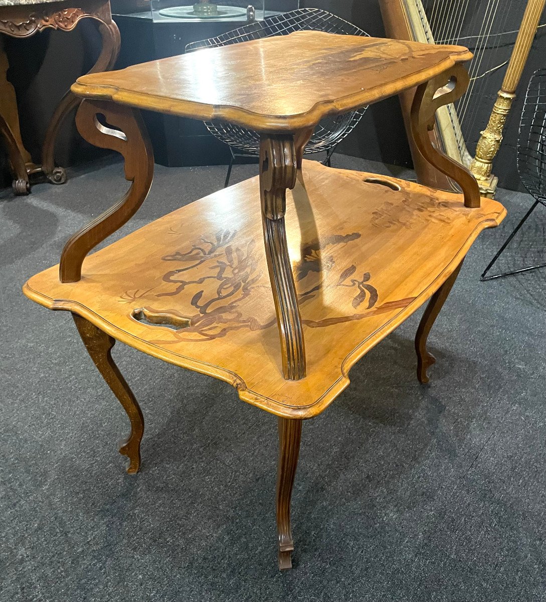 Art Nouveau Tea Table In Emile Gallé Nancy Marquetry-photo-3