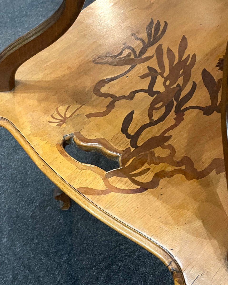 Art Nouveau Tea Table In Emile Gallé Nancy Marquetry-photo-5