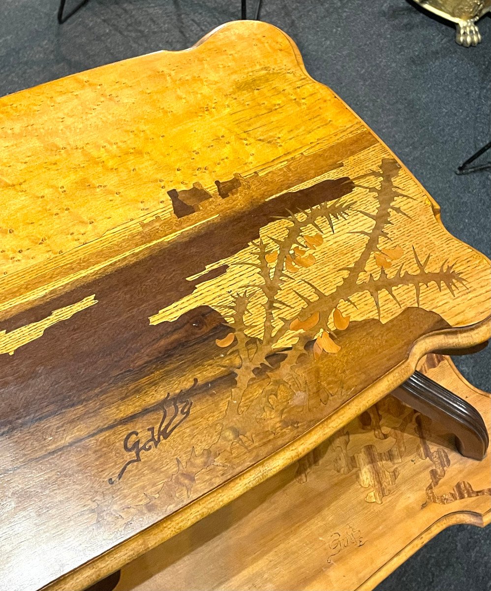 Art Nouveau Tea Table In Emile Gallé Nancy Marquetry-photo-6