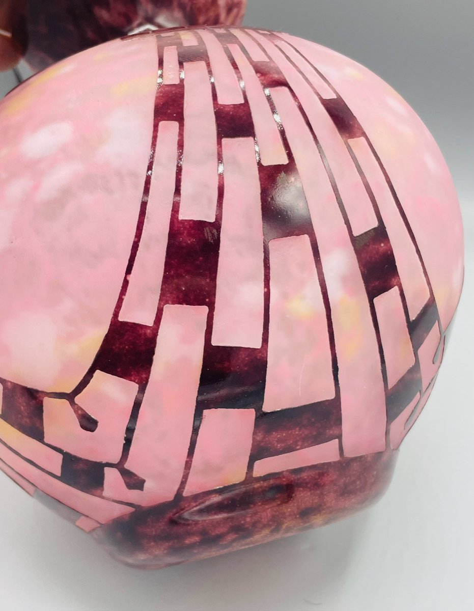 Vase Art Déco "Colliers" Schneider Le Verre Français 1930-photo-4