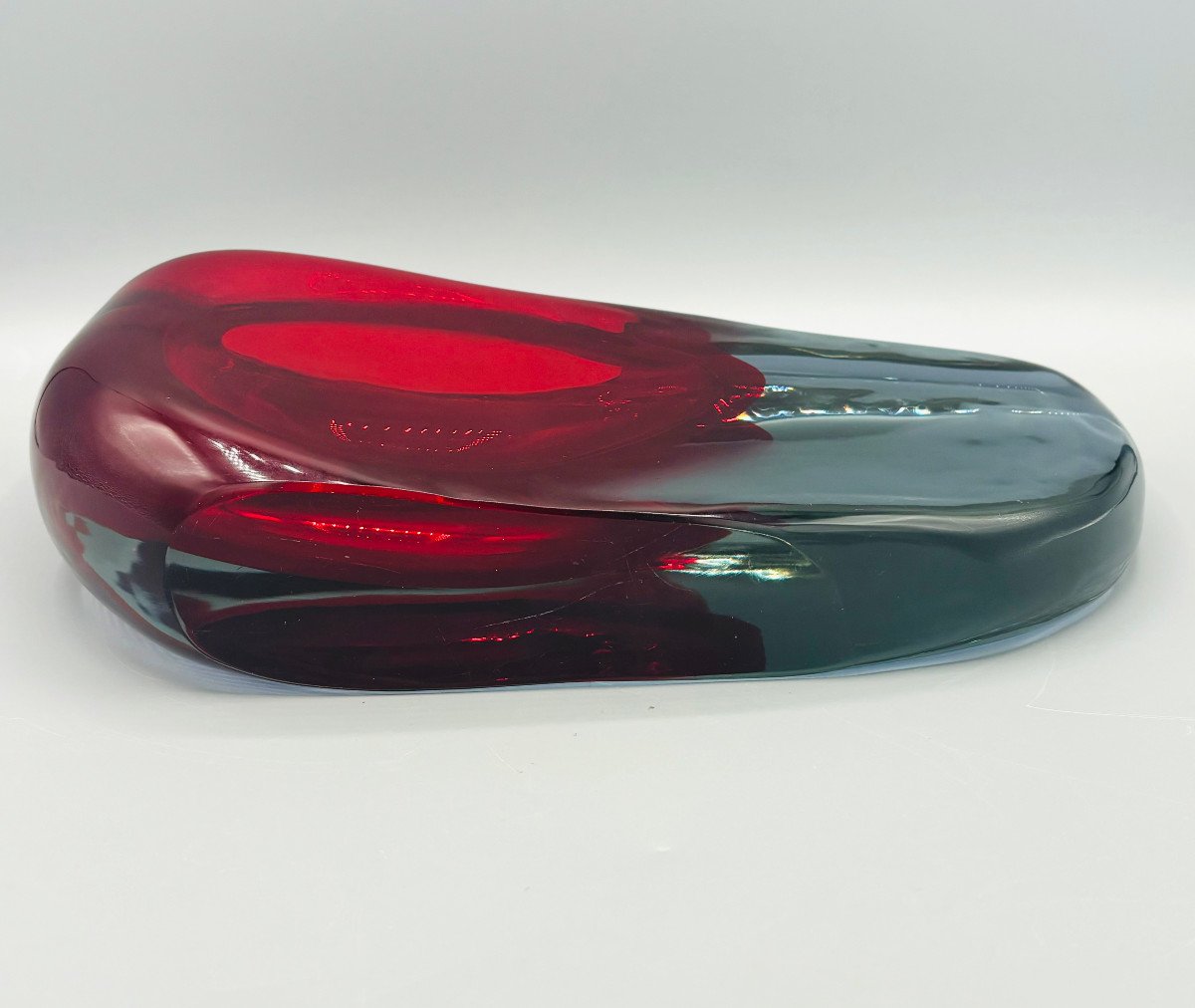 “momento” Glass Vase By Antonio Da Ros Cenedese Design 1960 Murano Sommerso-photo-6