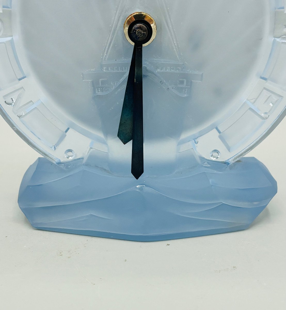 Rare Pendulette Art Déco Paquebot Normandie par René Lalique Pour Ato -photo-3