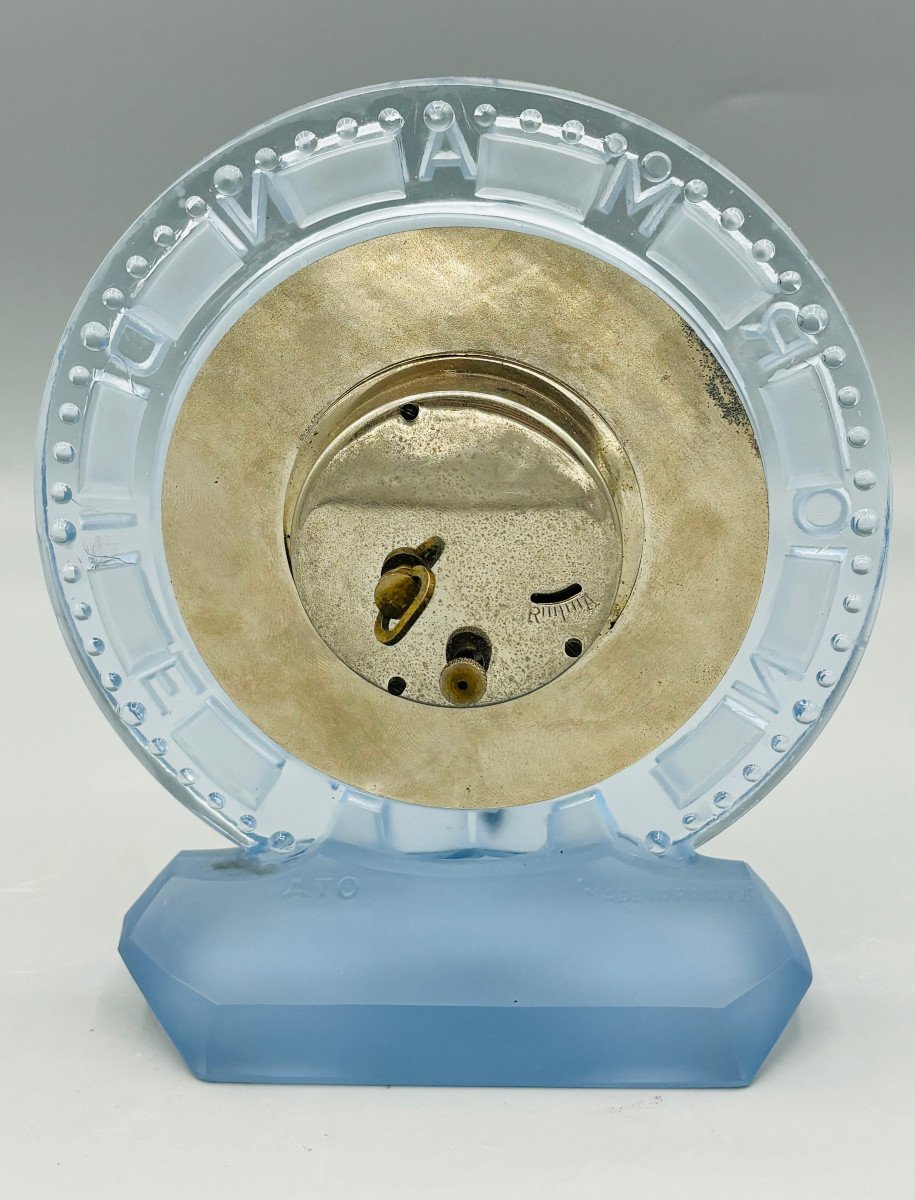 Rare Pendulette Art Déco Paquebot Normandie par René Lalique Pour Ato -photo-5