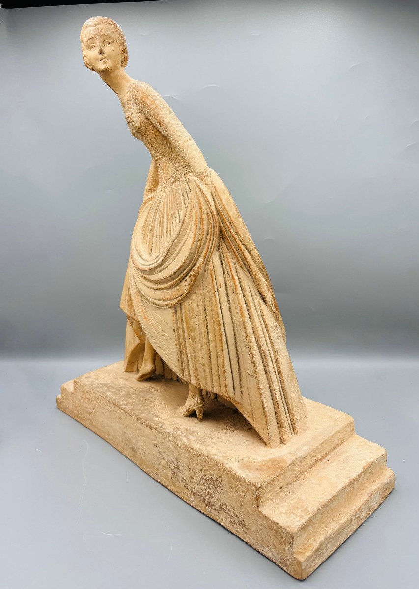 Art Deco Terracotta Sculpture "cinderella" D. H. Chiparus-photo-1