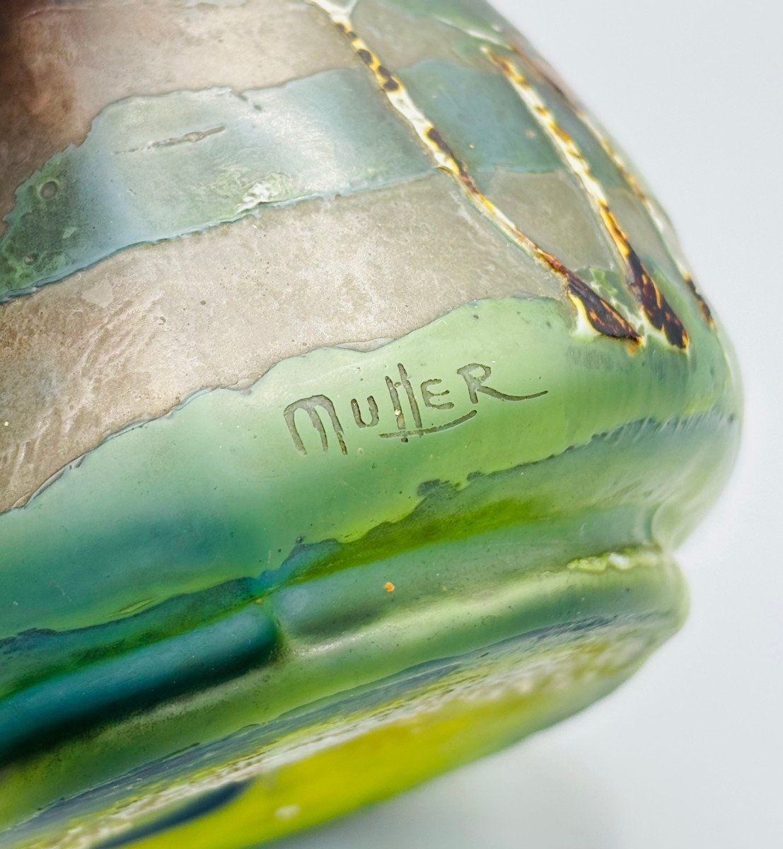 Vase Art Nouveau Fluogravure Muller Frères Lunéville-photo-7