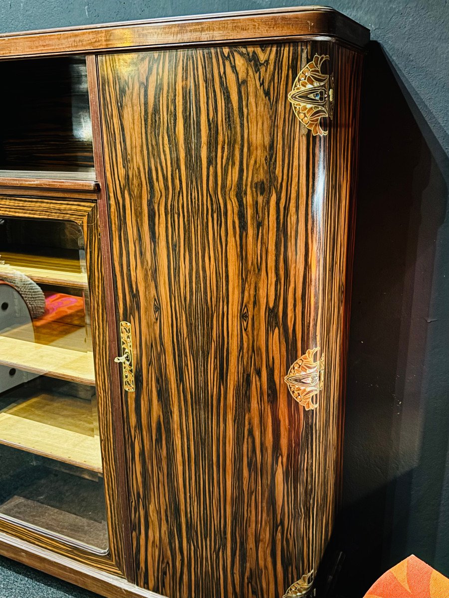 Art Deco Bookcase In Macassar Ebony Louis Majorelle-photo-5