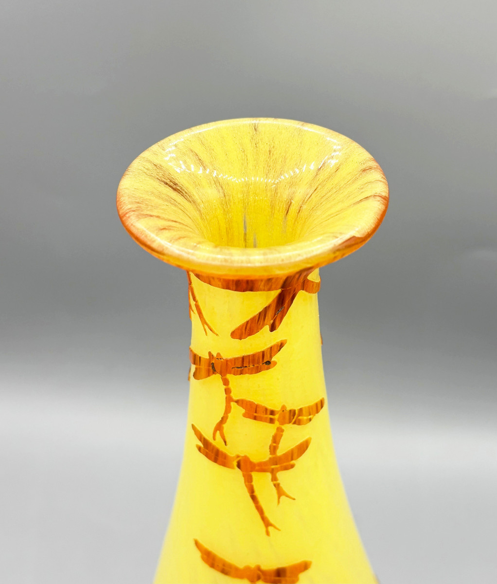 Rare Vase Art Déco "Lézards" Schneider - Le Verre Français-photo-4