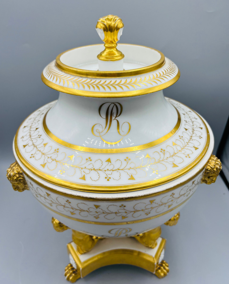 Darte Frères In Paris - Important Gilded Porcelain Icebox - Empire Period-photo-4