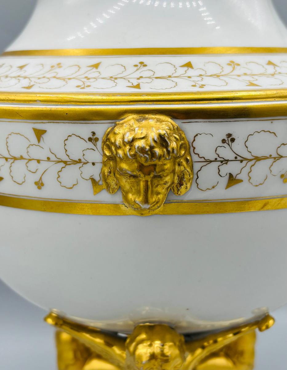 Darte Frères In Paris - Important Gilded Porcelain Icebox - Empire Period-photo-3