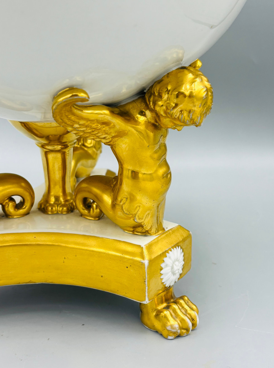 Darte Frères In Paris - Important Gilded Porcelain Icebox - Empire Period-photo-4