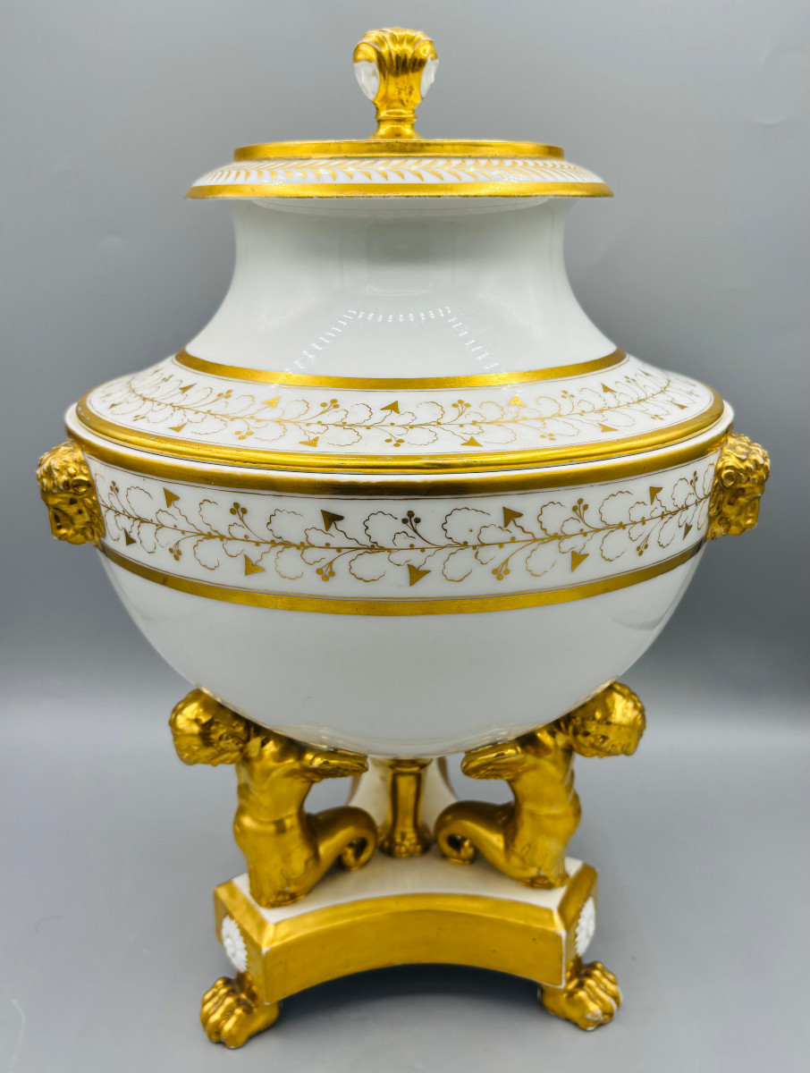 Darte Frères In Paris - Important Gilded Porcelain Icebox - Empire Period