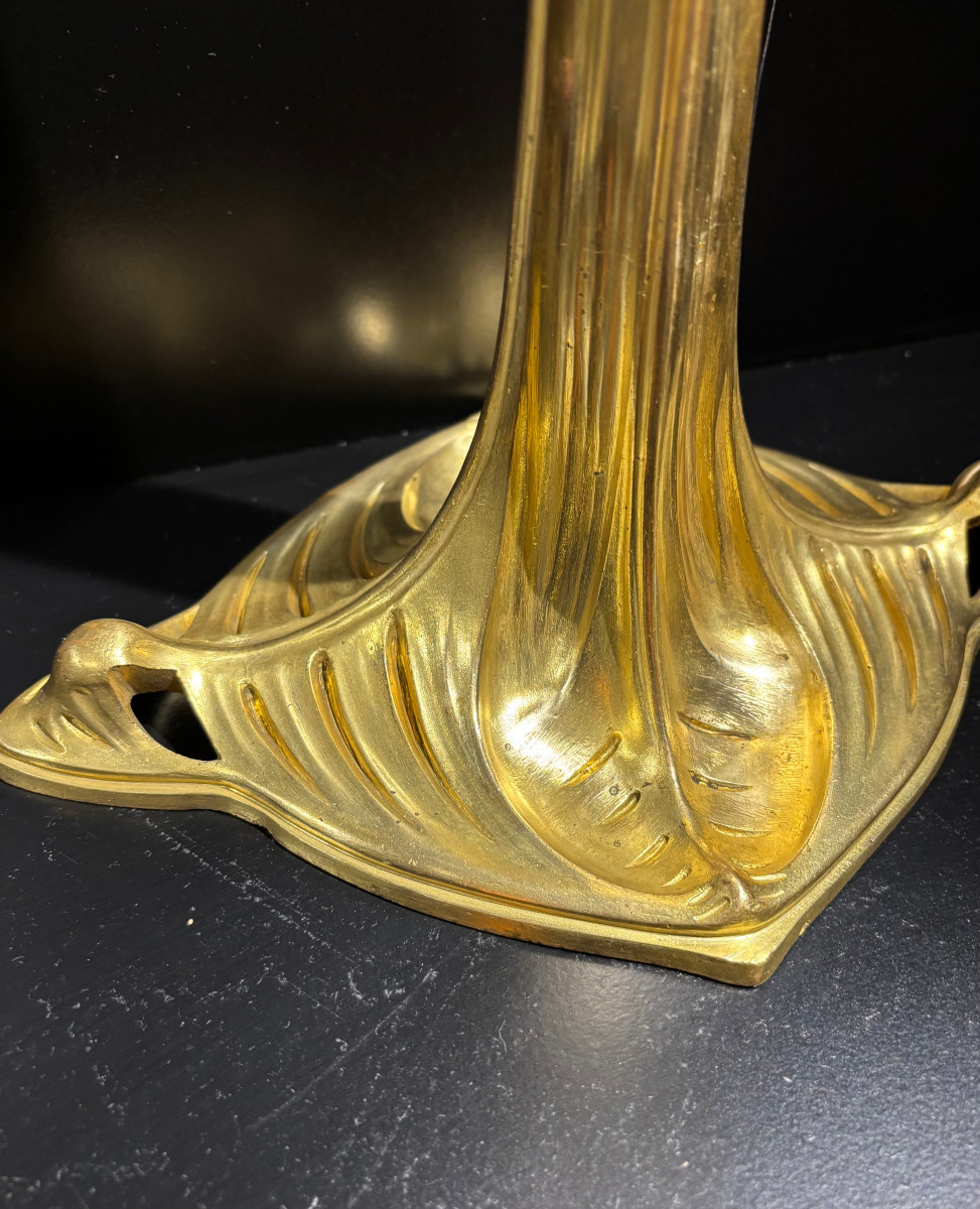 Important Louis Majorelle Art Nouveau Bronze Lamp Base-photo-3